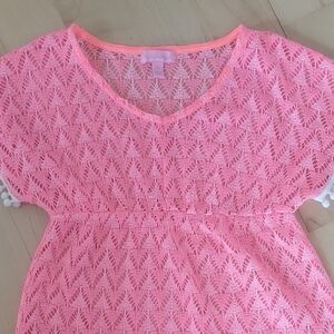 Pink Lace Kids Swim Coverup